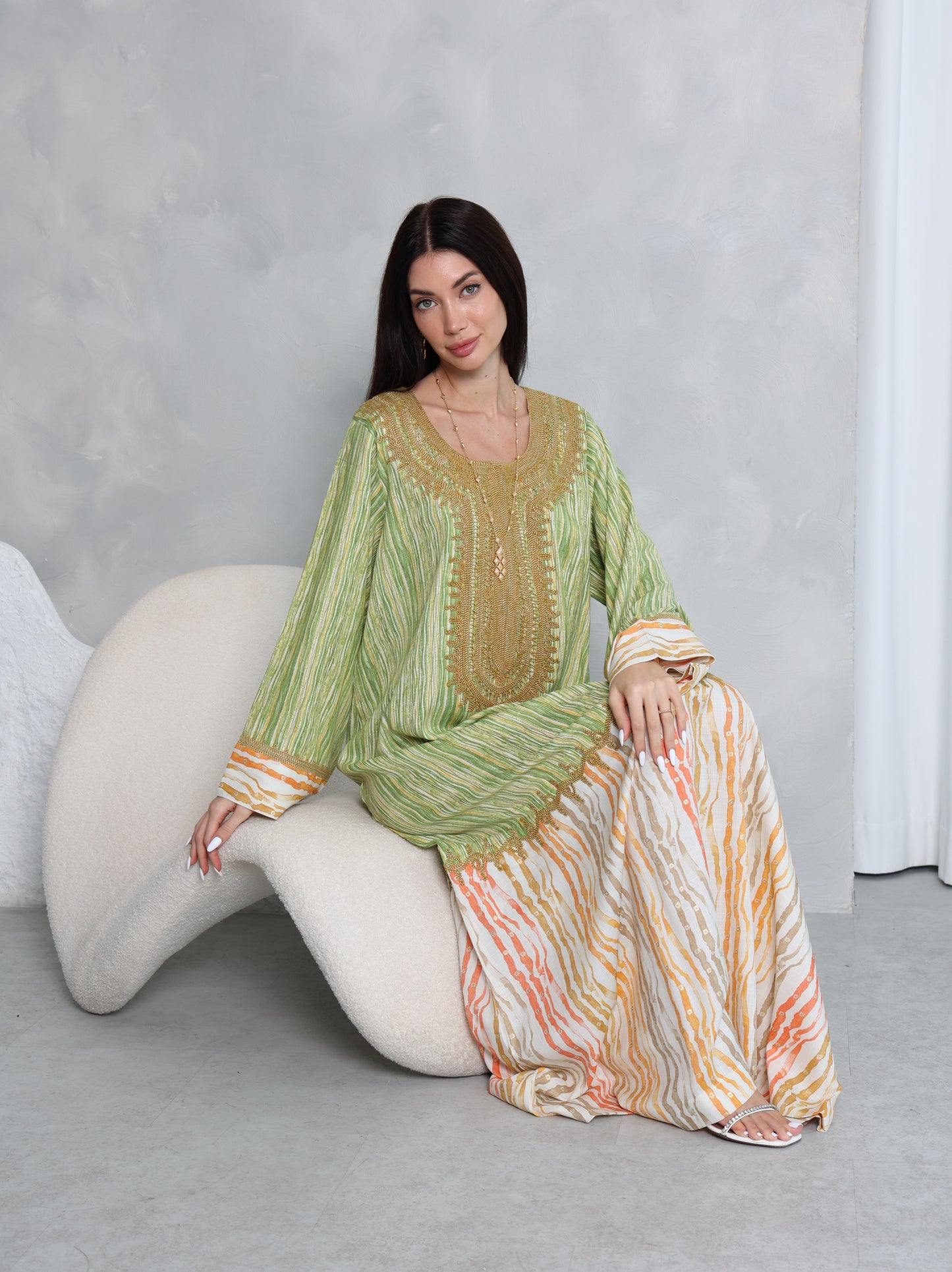 Pistachio Stripe Kaftan