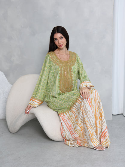 Pistachio Stripe Kaftan