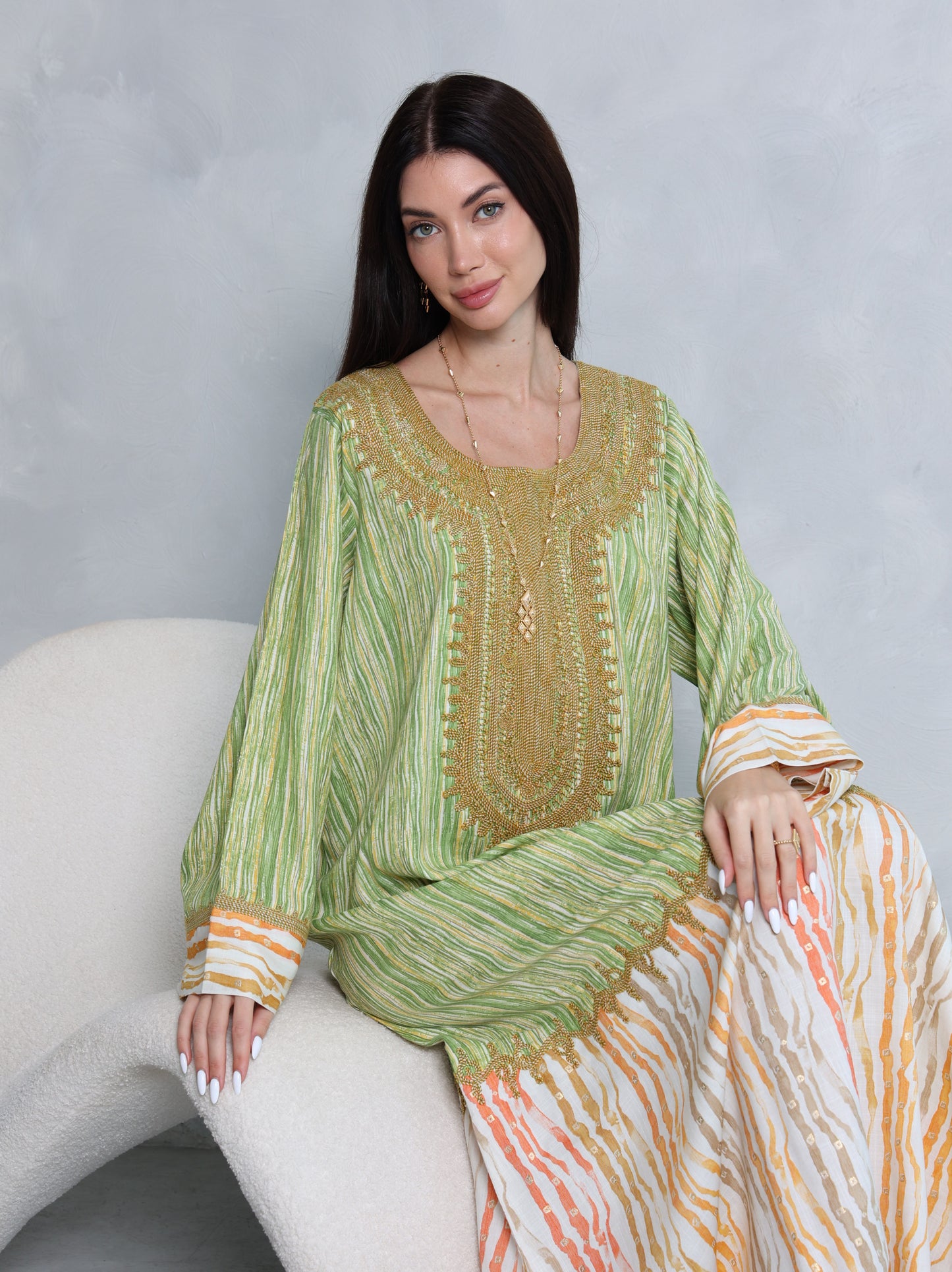 Pistachio Stripe Kaftan