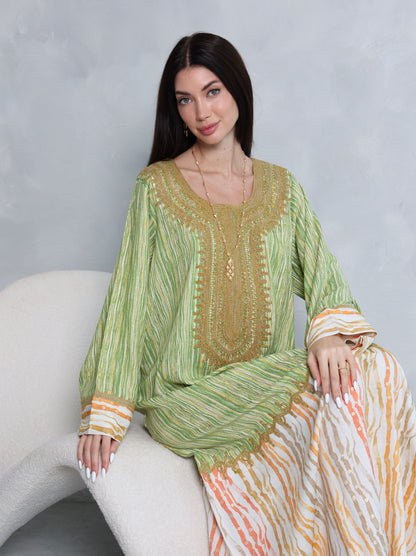 Pistachio Stripe Kaftan