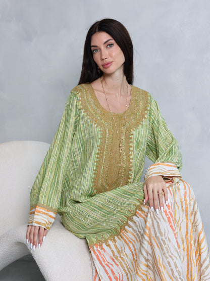 Pistachio Stripe Kaftan