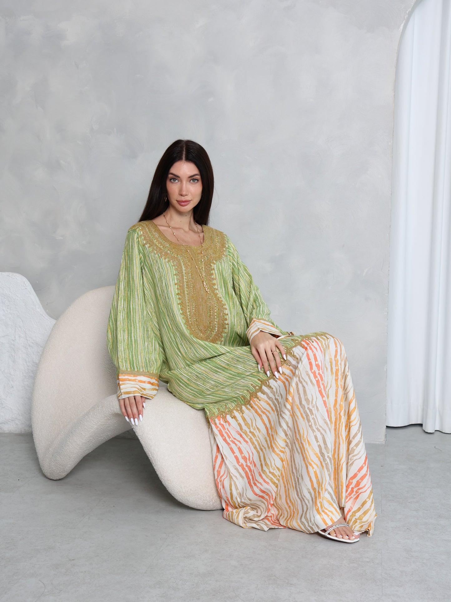 Pistachio Stripe Kaftan
