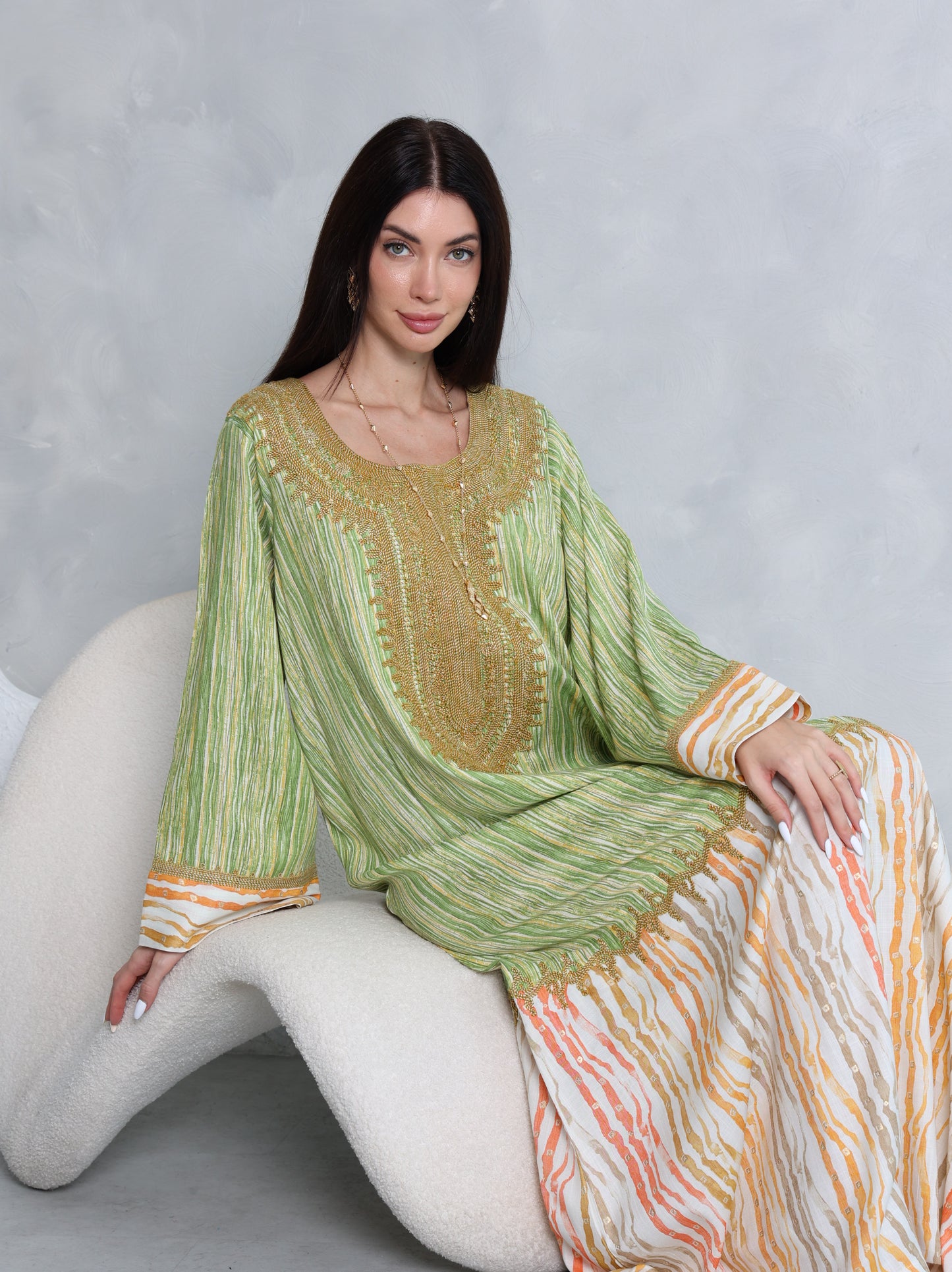 Pistachio Stripe Kaftan