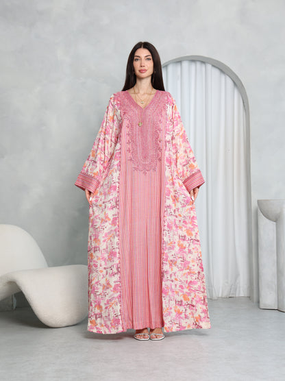 Pink Botanical Kaftan