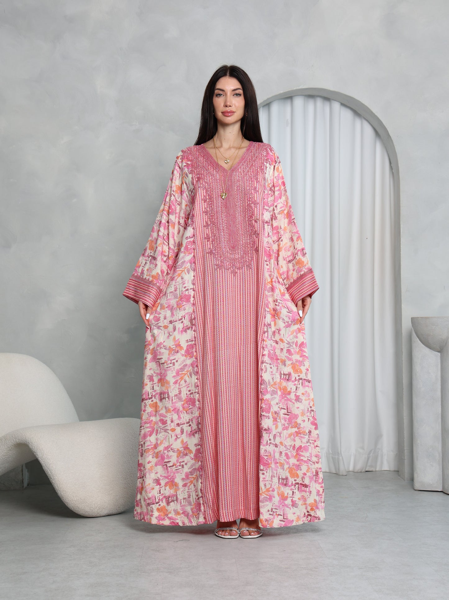 Pink Botanical Kaftan