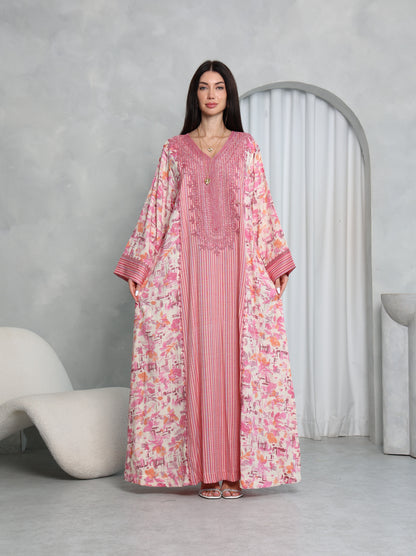 Pink Botanical Kaftan