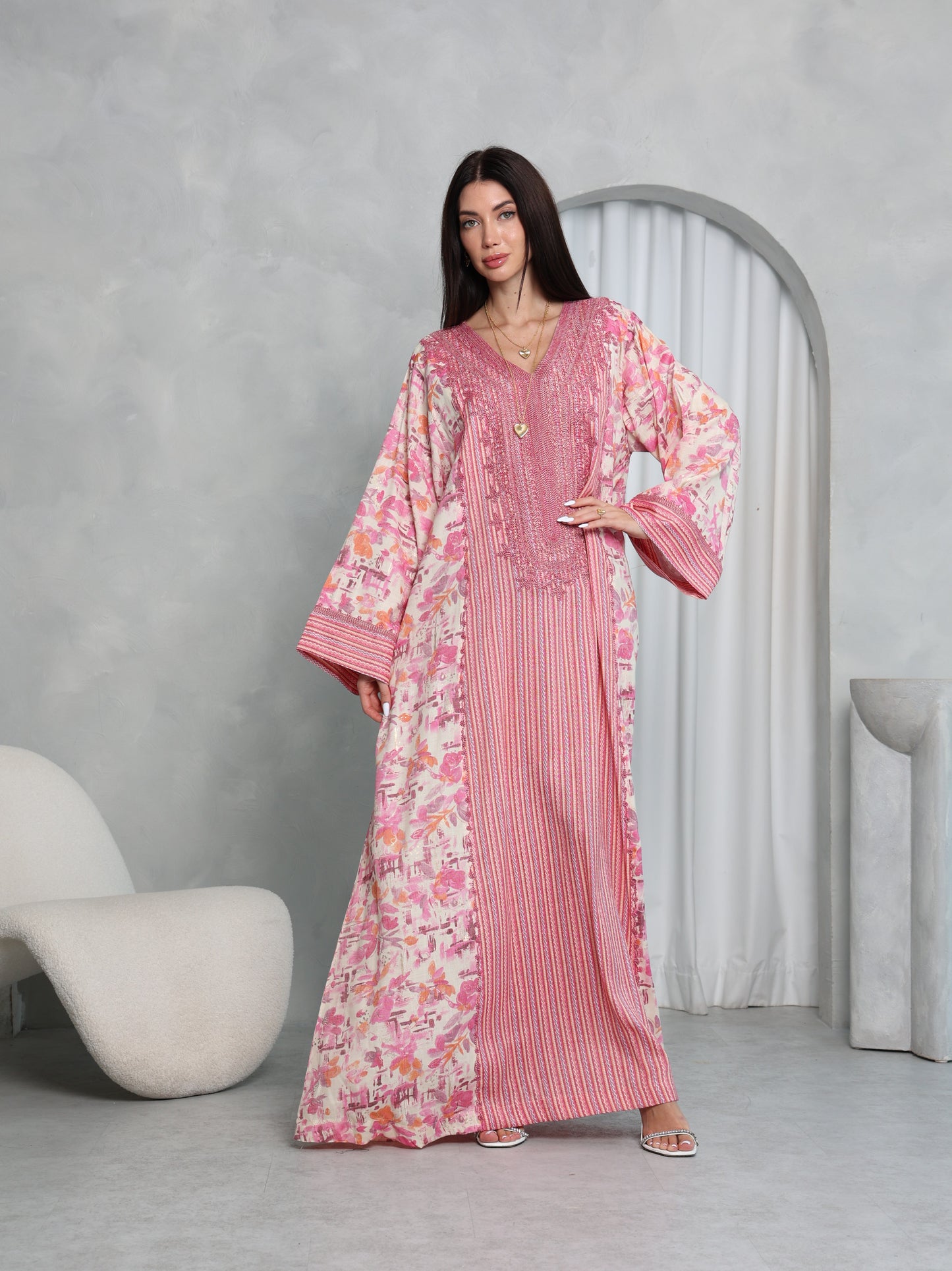 Pink Botanical Kaftan