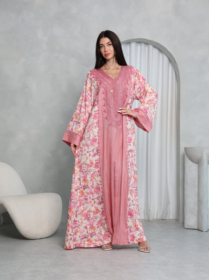 Pink Botanical Kaftan