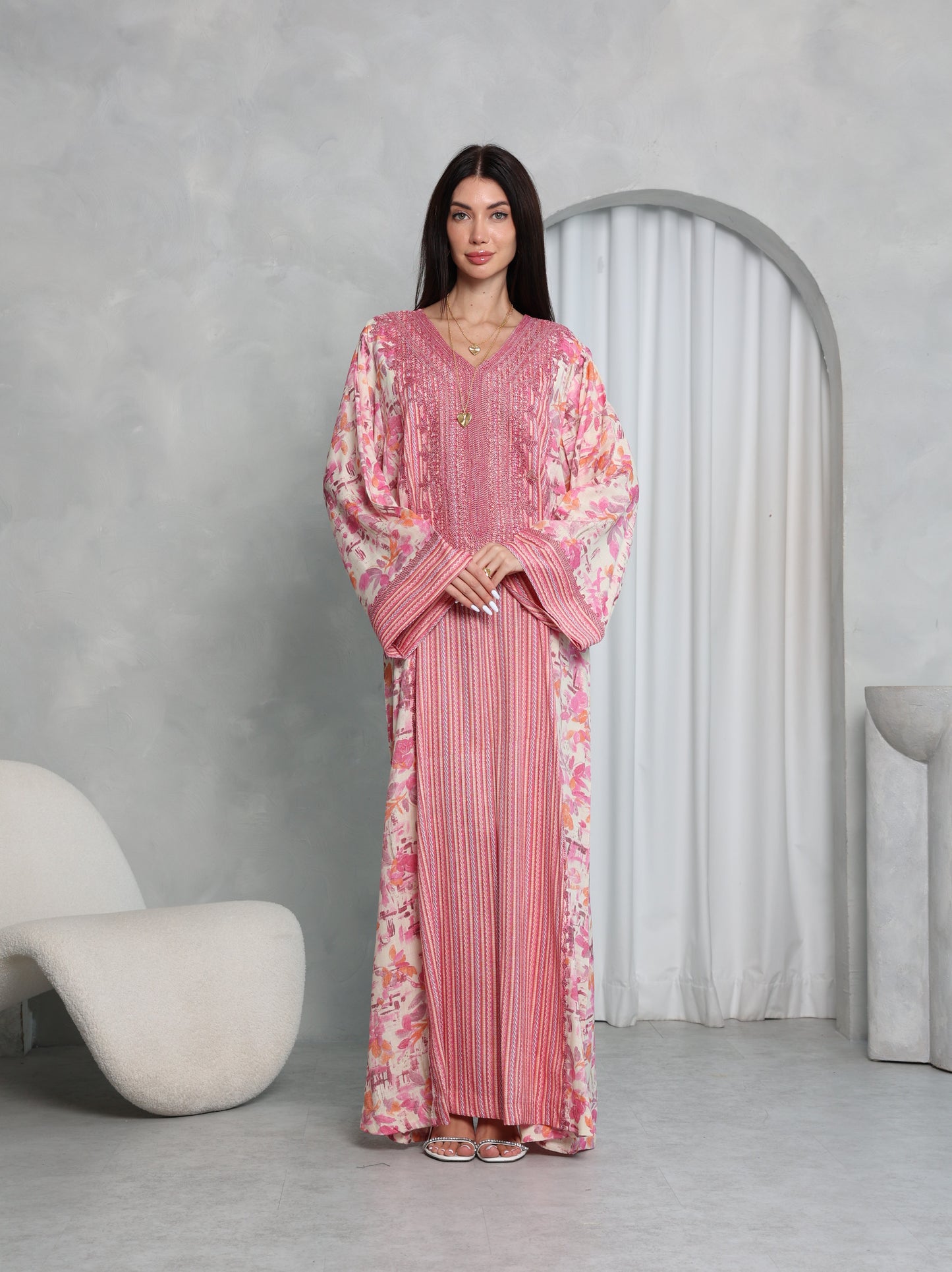 Pink Botanical Kaftan