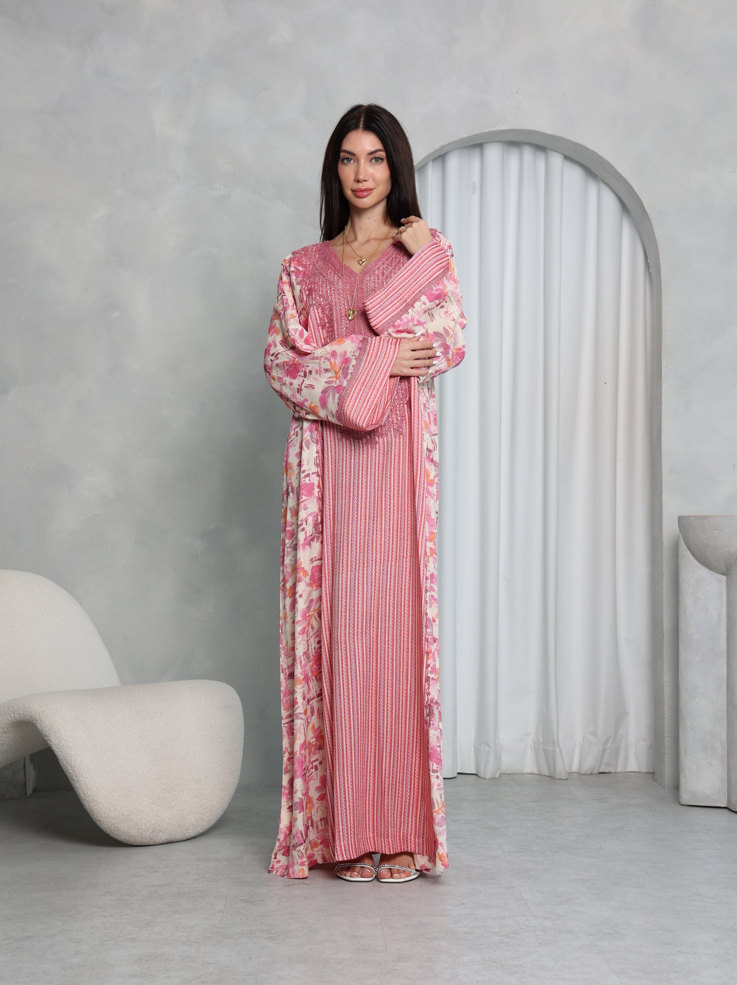 Pink Botanical Kaftan
