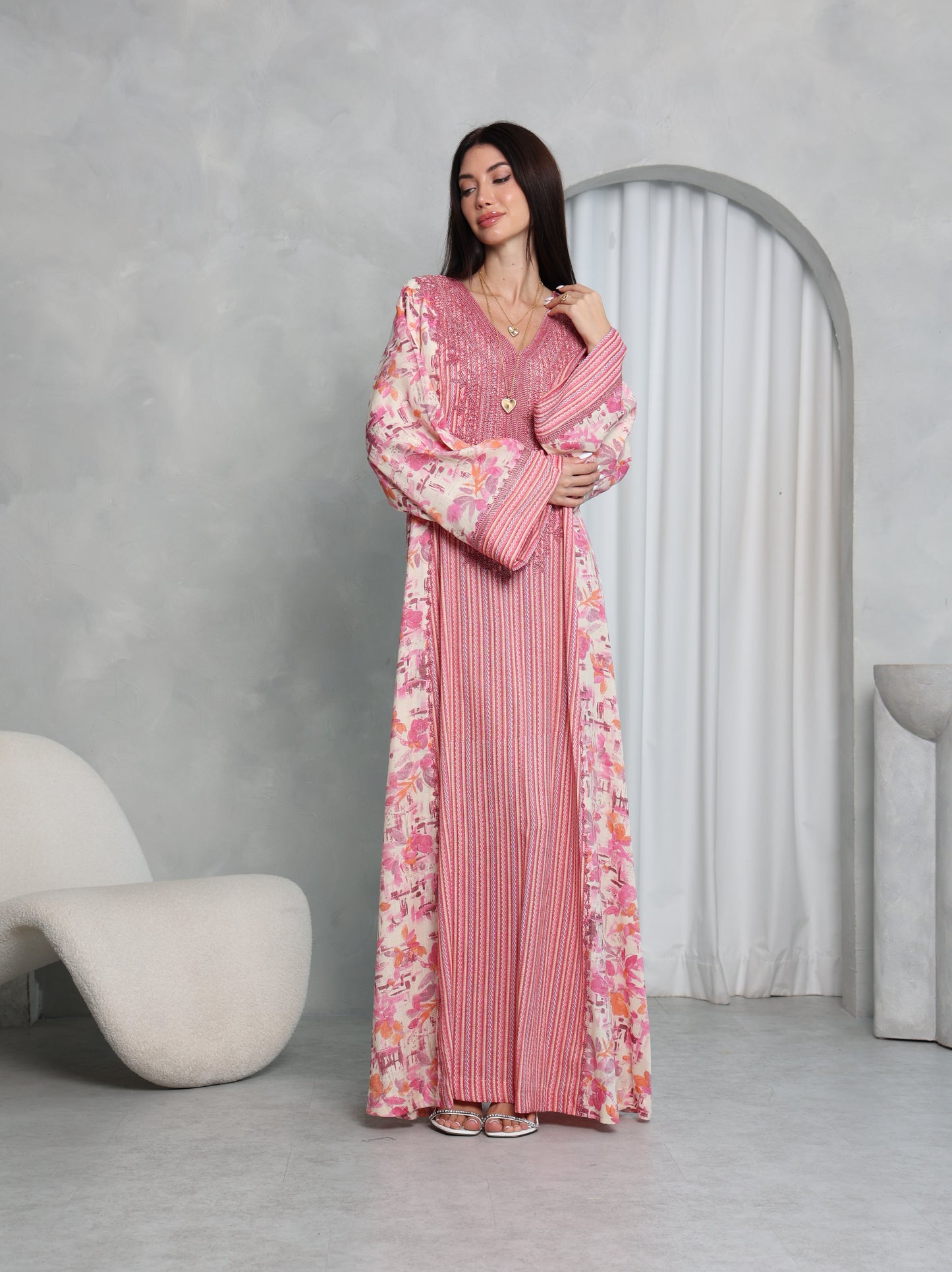 Pink Botanical Kaftan