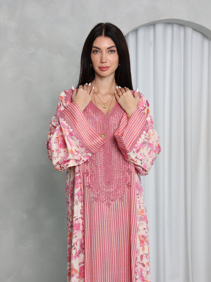 Pink Botanical Kaftan