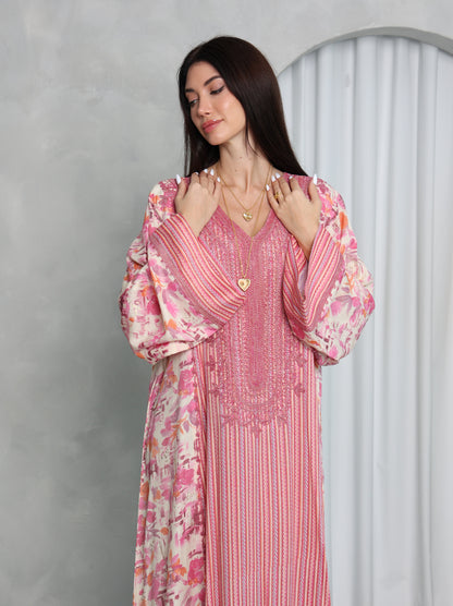 Pink Botanical Kaftan