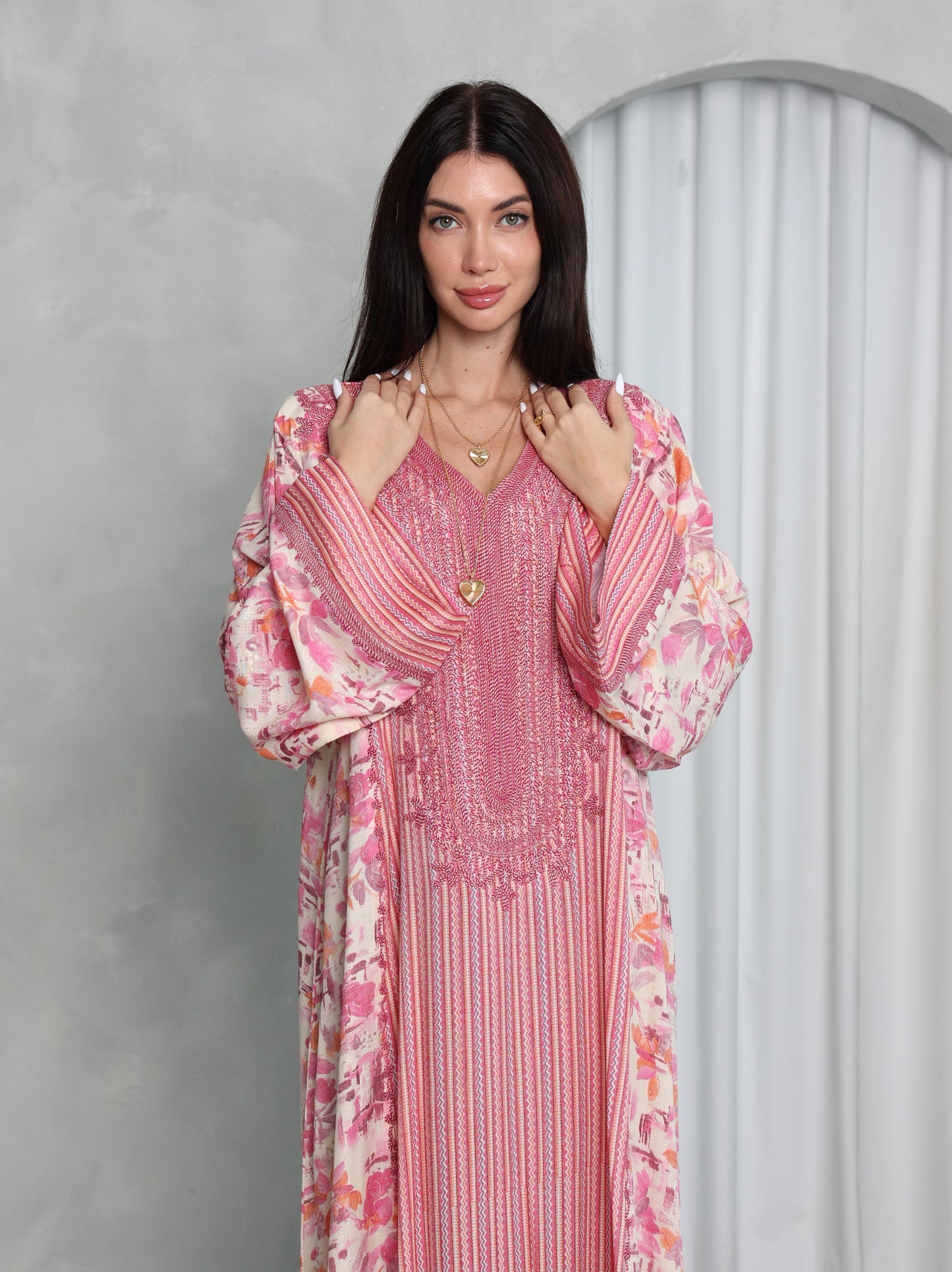 Pink Botanical Kaftan