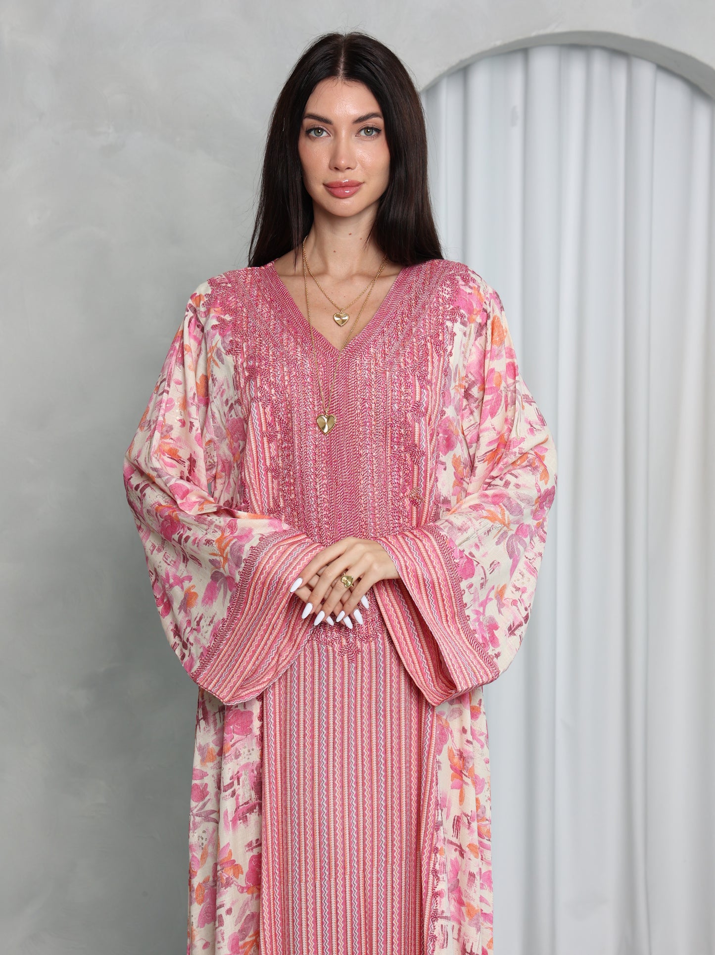 Pink Botanical Kaftan