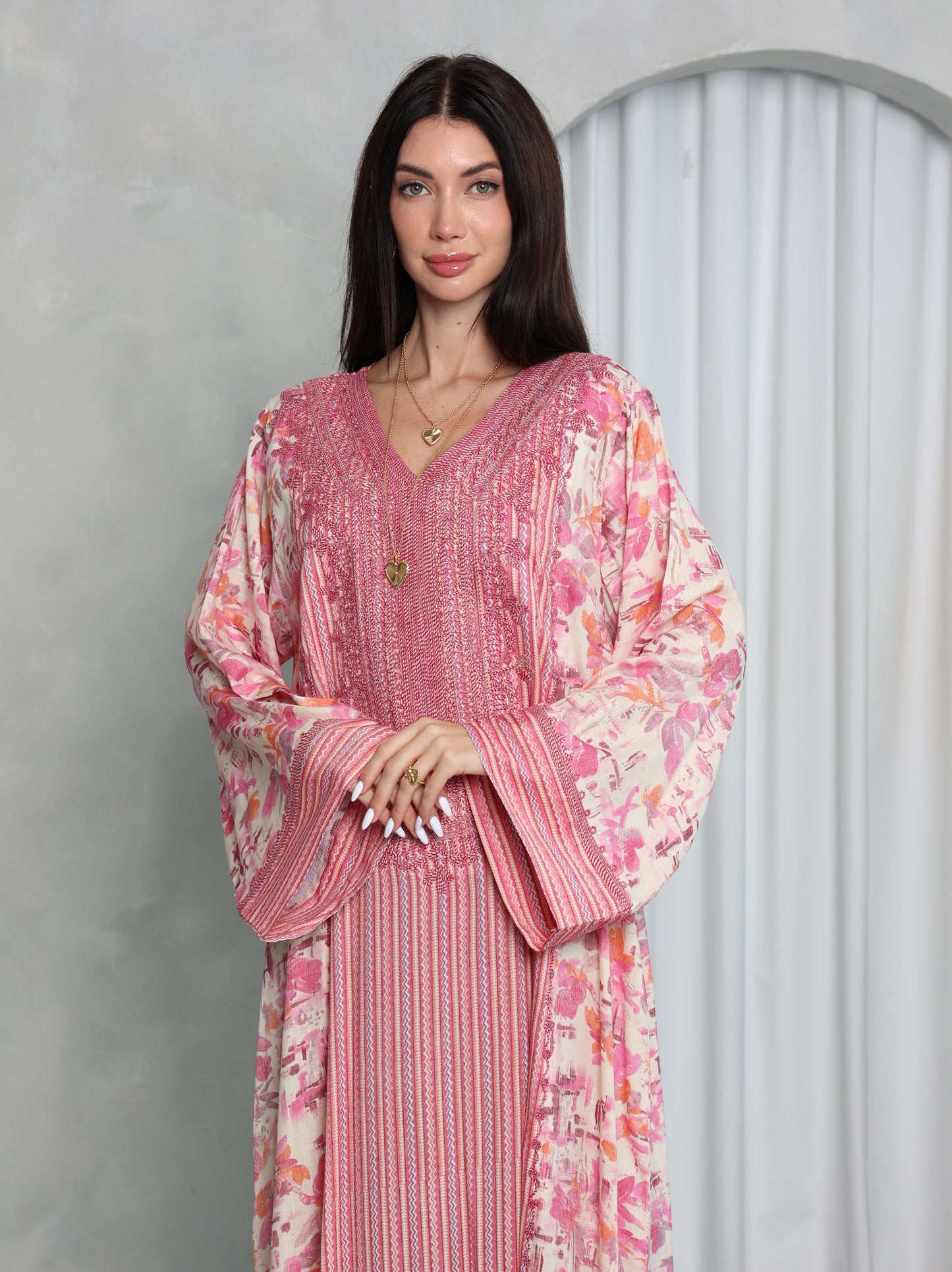 Pink Botanical Kaftan