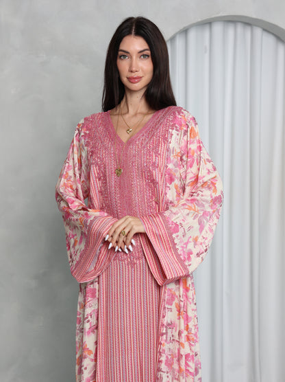 Pink Botanical Kaftan