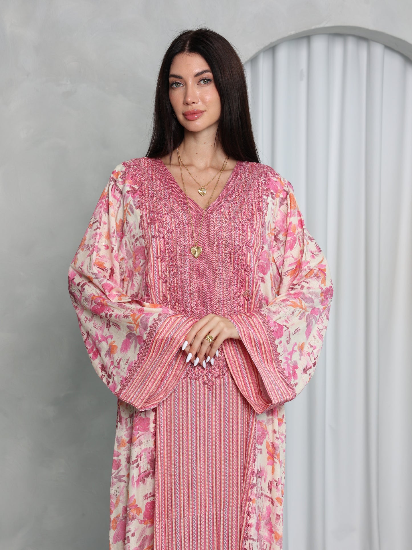 Pink Botanical Kaftan