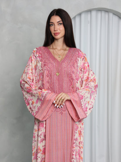Pink Botanical Kaftan