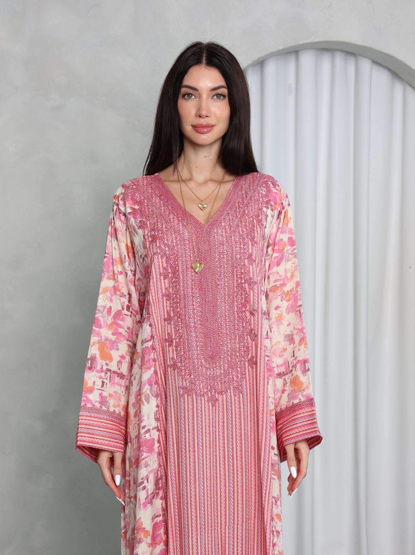 Pink Botanical Kaftan