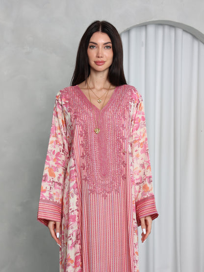 Pink Botanical Kaftan