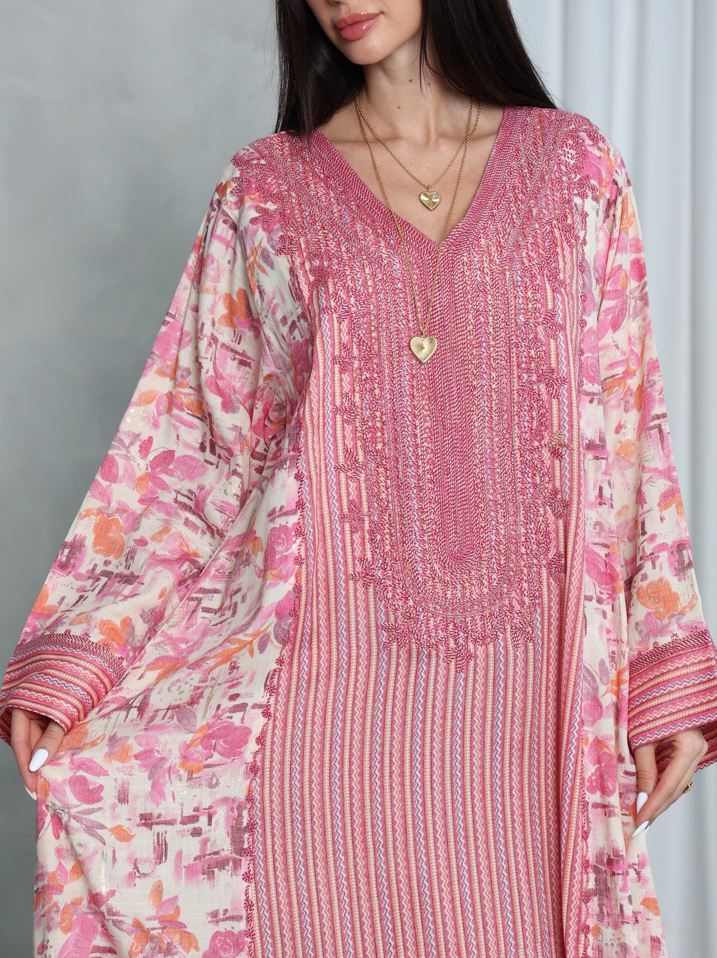 Pink Botanical Kaftan