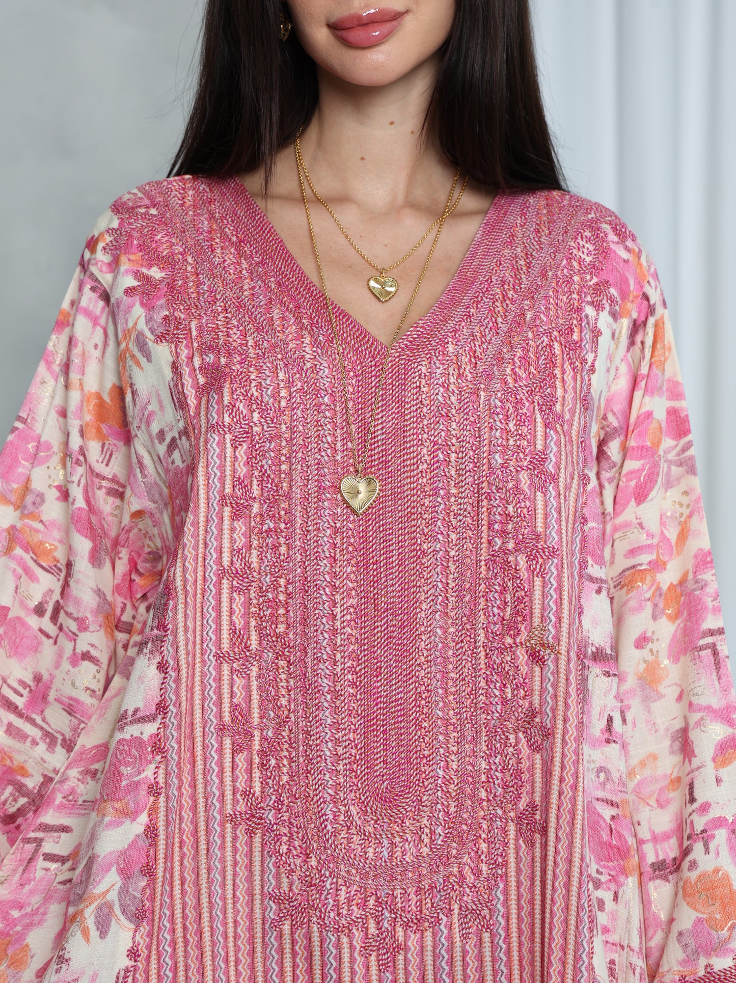 Pink Botanical Kaftan