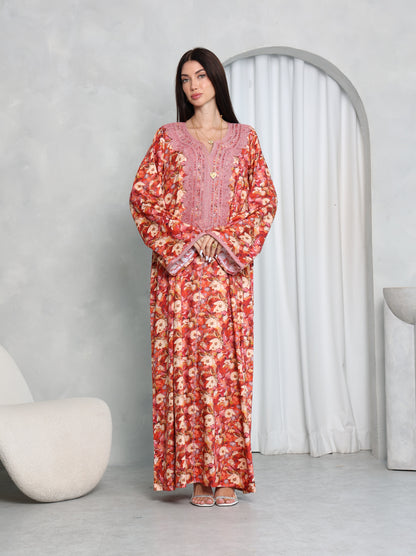 Coral Floral Kaftan