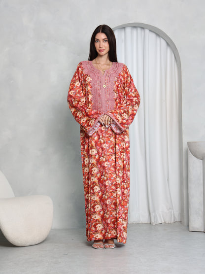 Coral Floral Kaftan