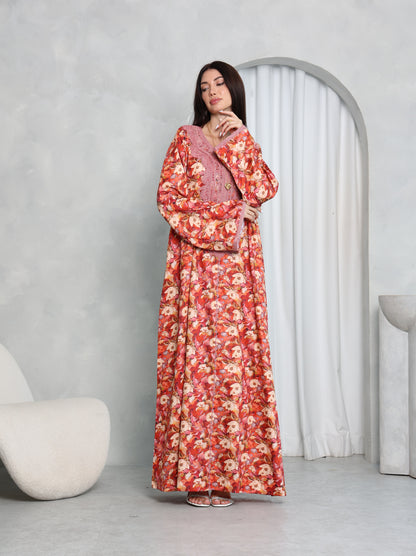 Coral Floral Kaftan