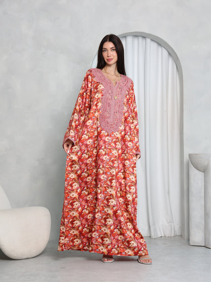 Coral Floral Kaftan
