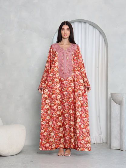 Coral Floral Kaftan