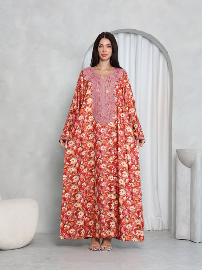 Coral Floral Kaftan