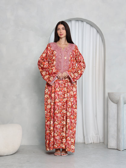 Coral Floral Kaftan