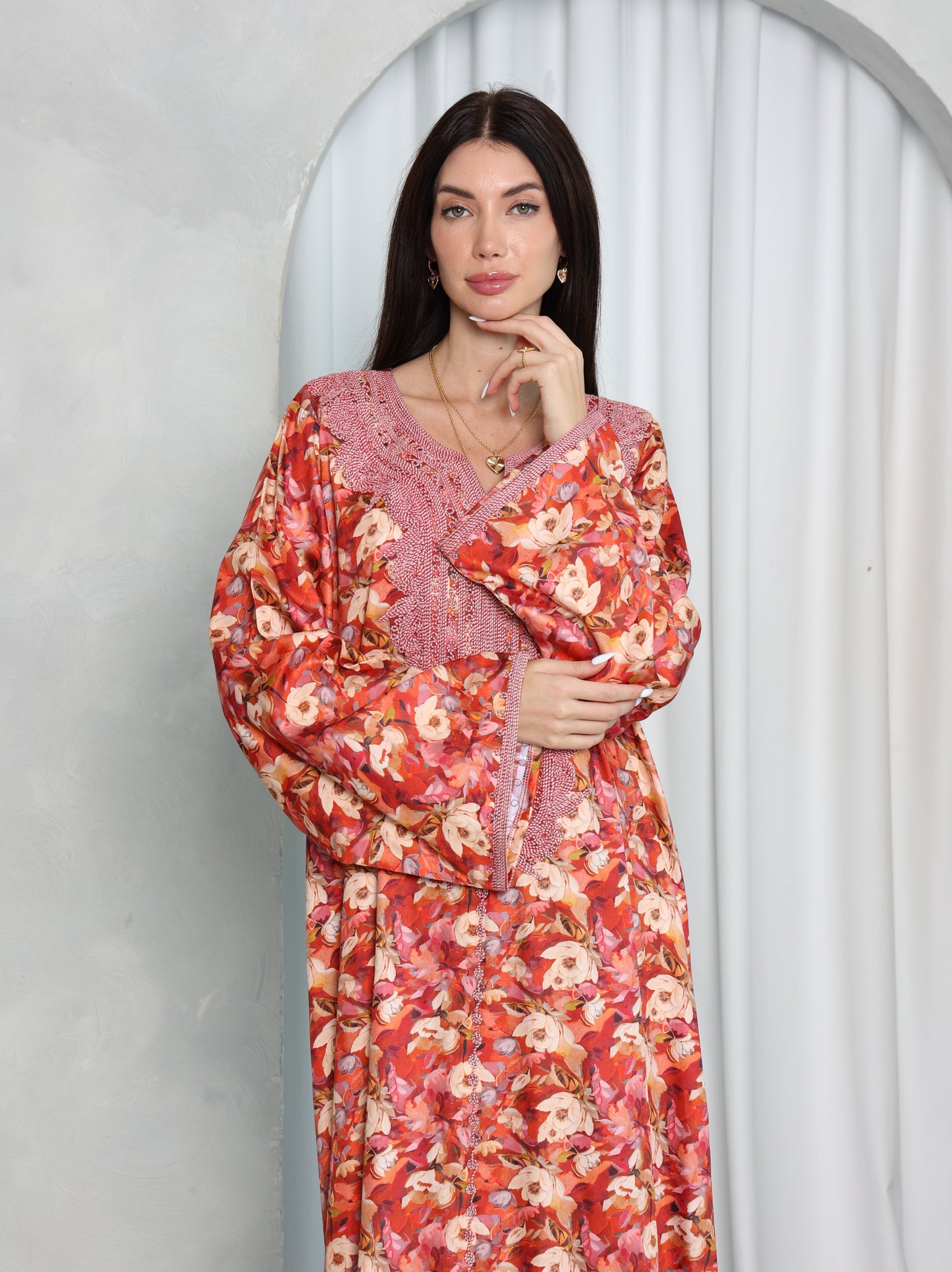 Coral Floral Kaftan