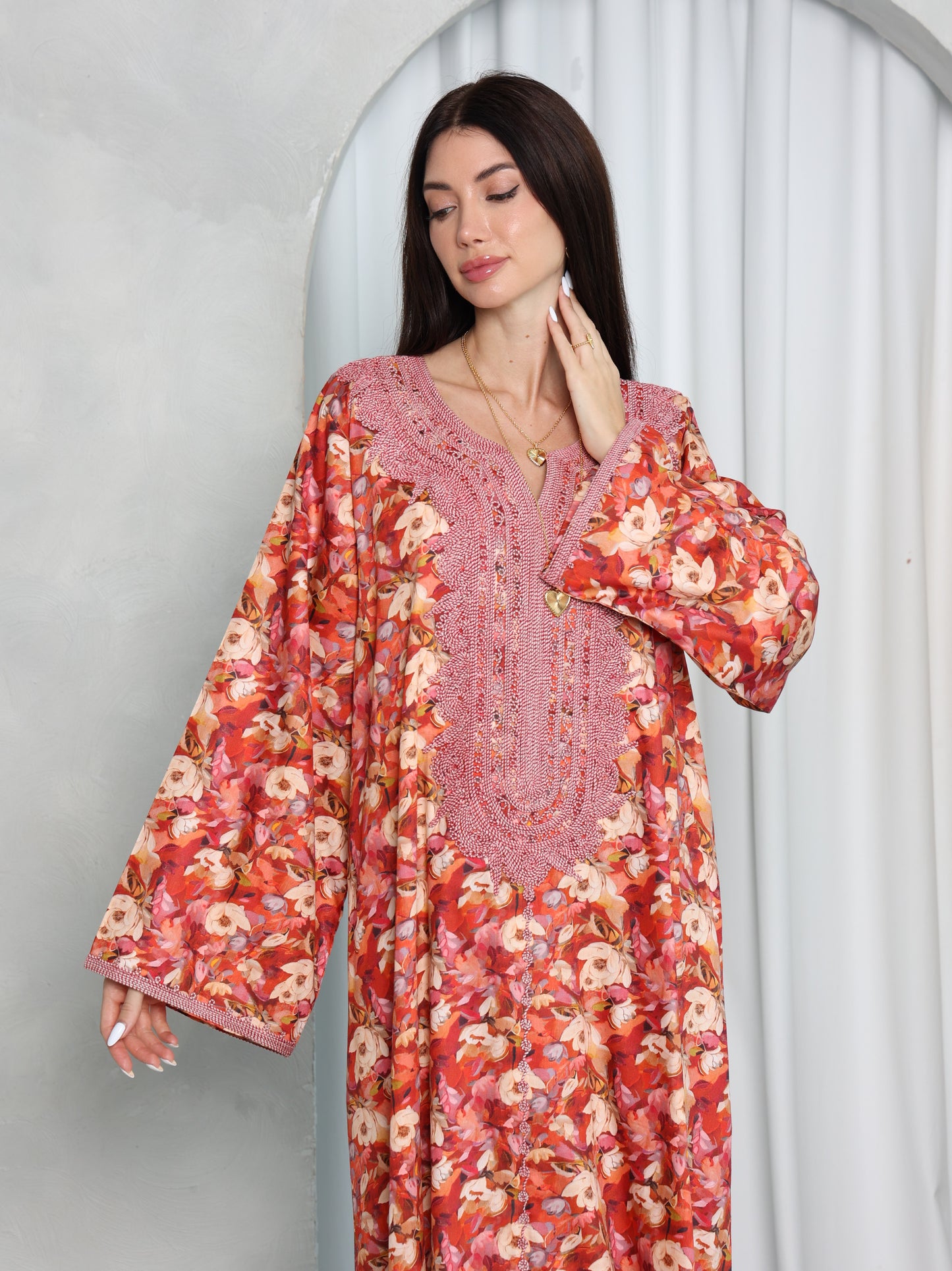 Coral Floral Kaftan