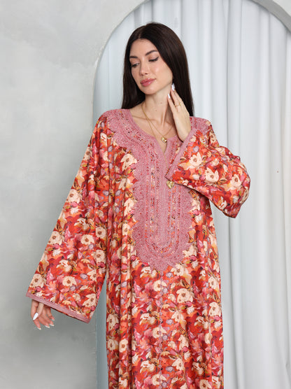 Coral Floral Kaftan
