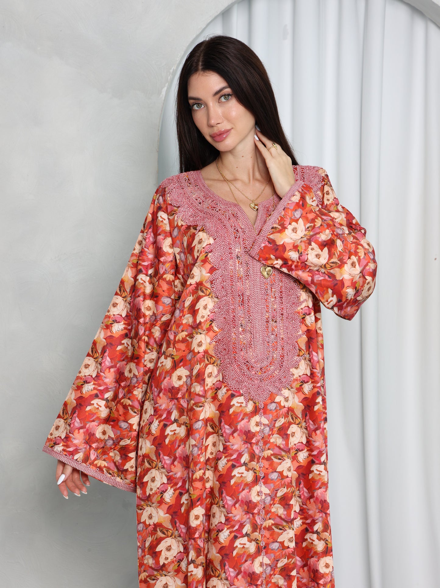 Coral Floral Kaftan