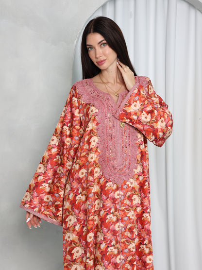 Coral Floral Kaftan