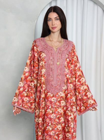 Coral Floral Kaftan