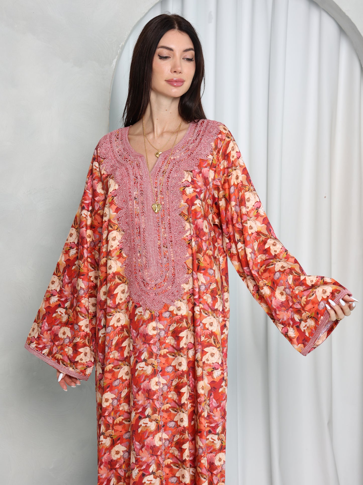 Coral Floral Kaftan