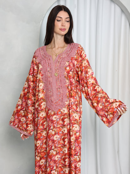 Coral Floral Kaftan