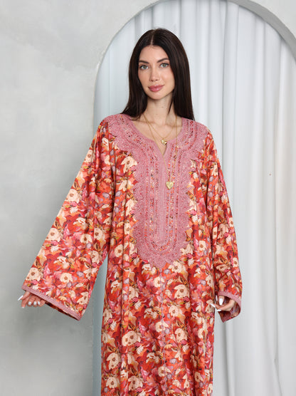 Coral Floral Kaftan