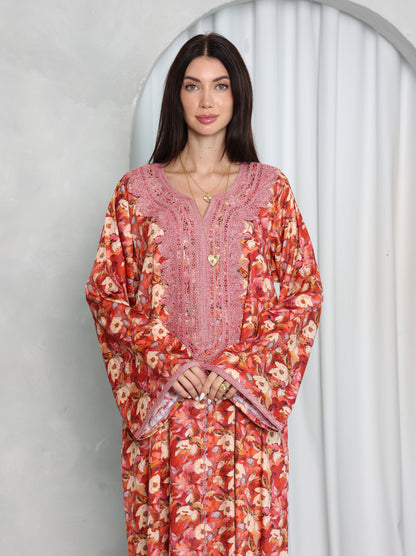 Coral Floral Kaftan