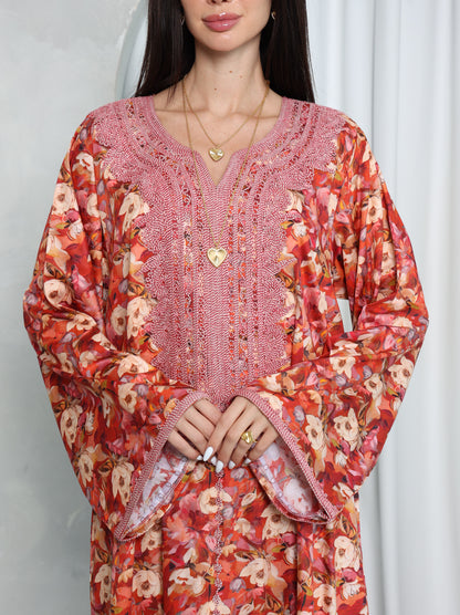 Coral Floral Kaftan