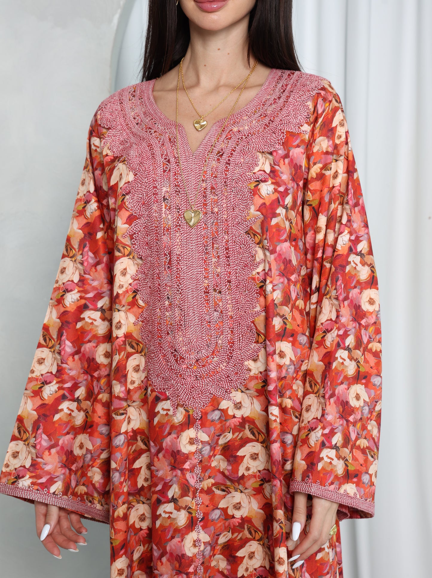 Coral Floral Kaftan