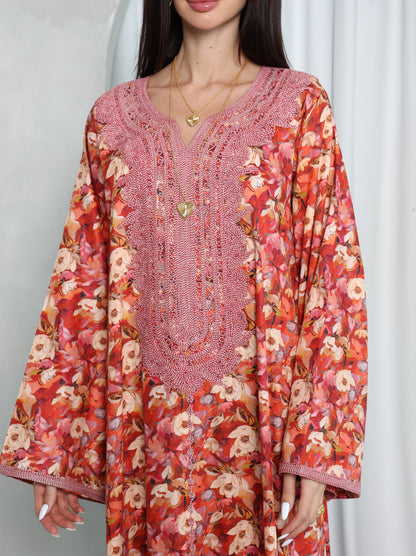 Coral Floral Kaftan