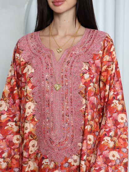 Coral Floral Kaftan