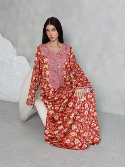 Coral Floral Kaftan