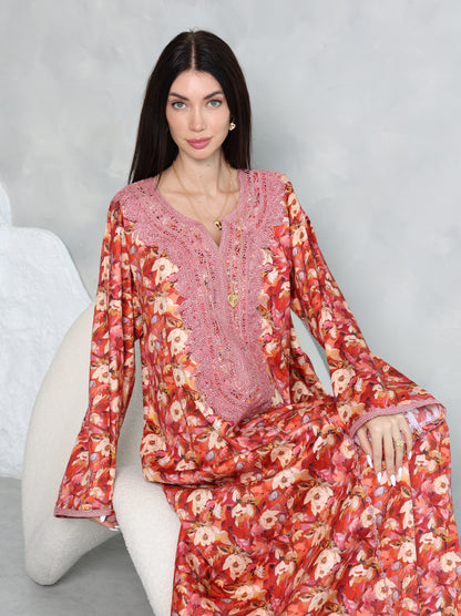 Coral Floral Kaftan